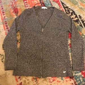 Zippered Black and White Heather Sweater